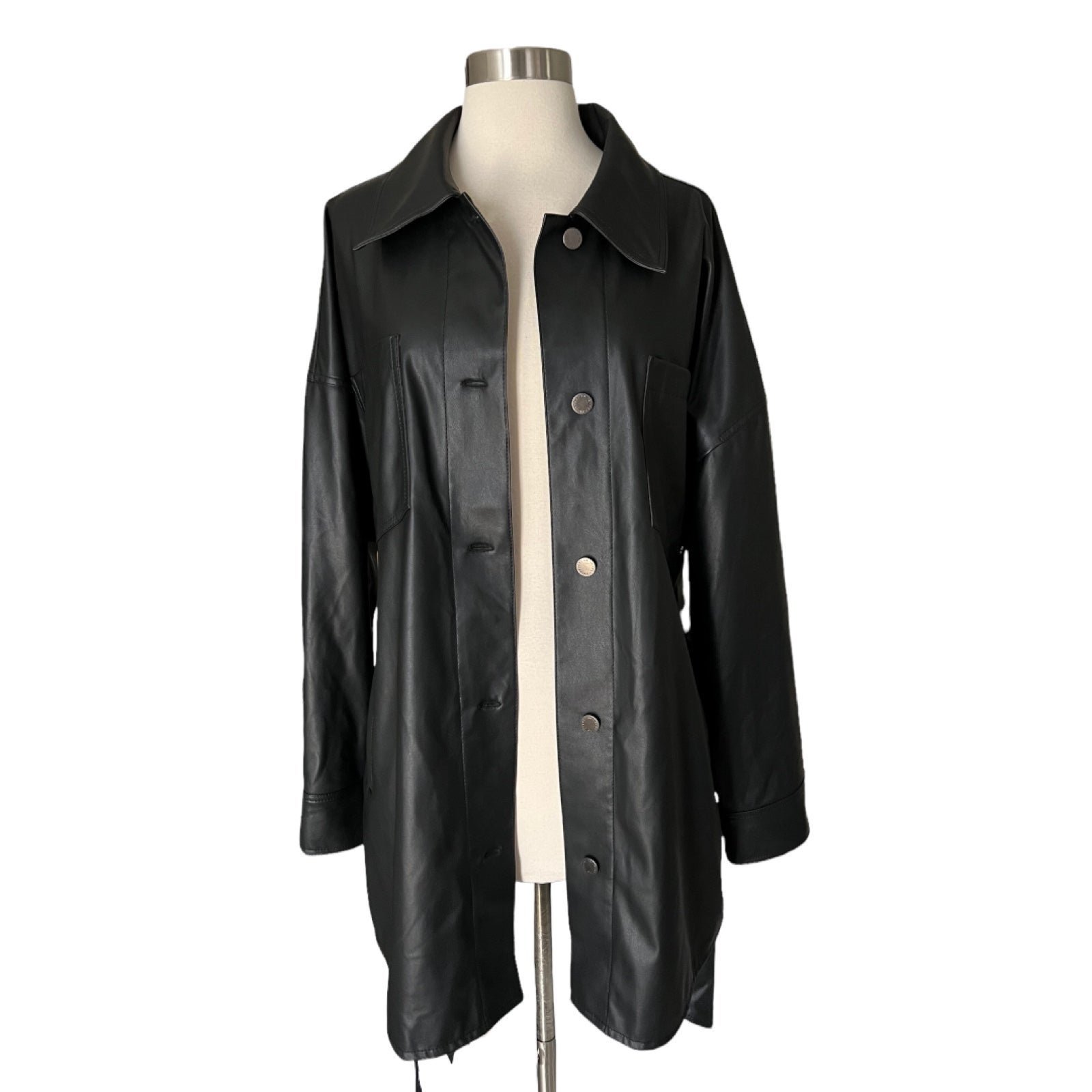 AG Adriano Goldschmied Chelsea Faux Leather Jacket Black L
