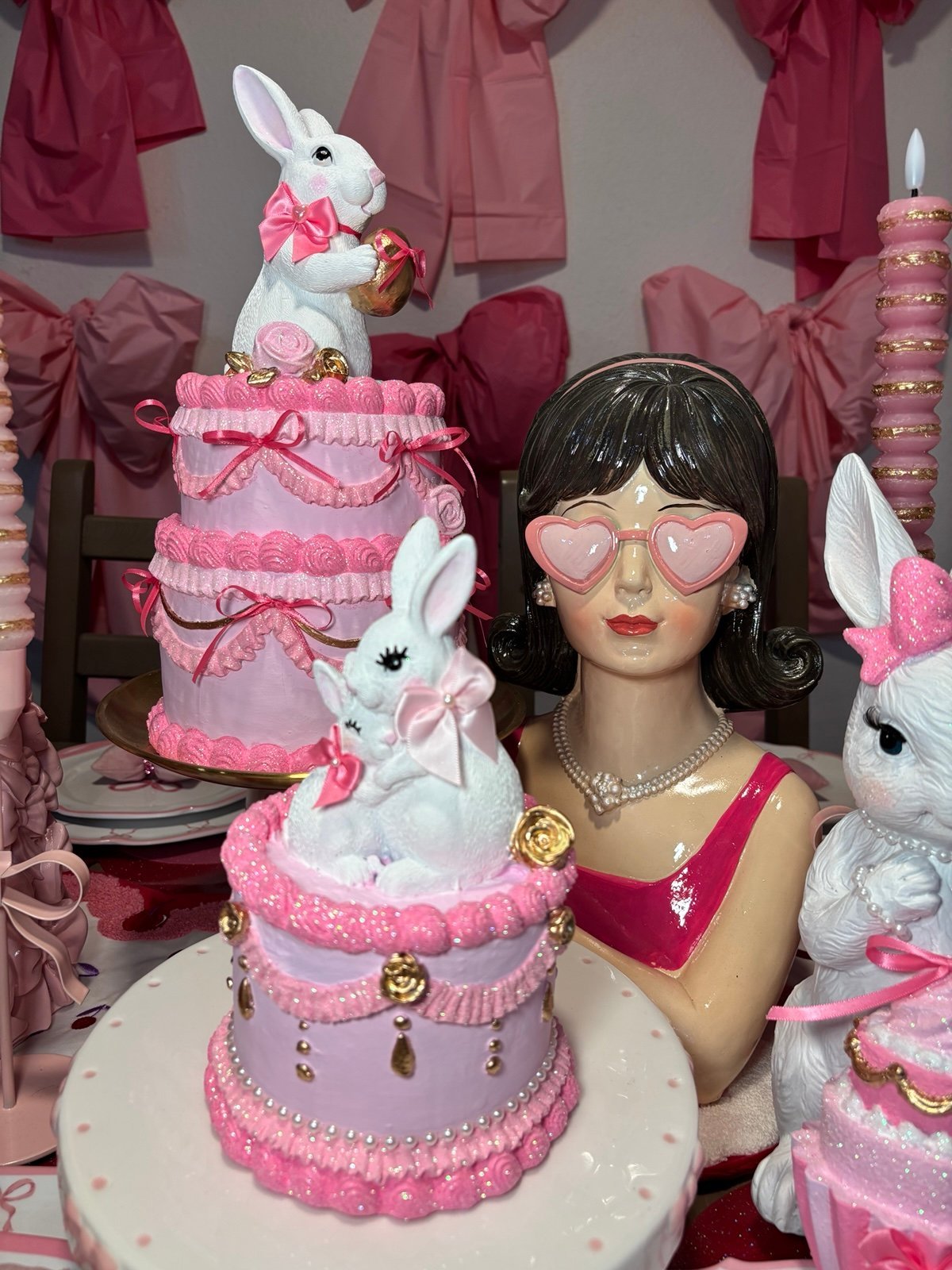 Cupcakes and cashmere Pink easter cake hand painted
