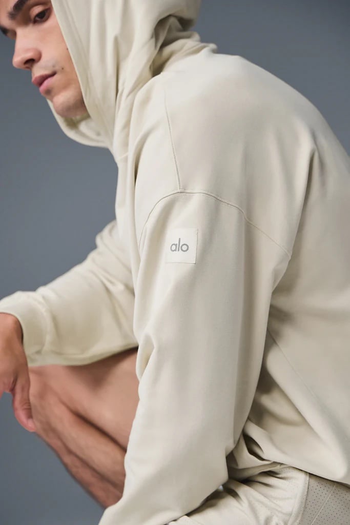 Alo Double Take Pullover Logo Hoodie Bone Small