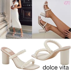 Dolce Vita Noel Square Toe Imitation Pearl Strap Sandals Size 9 Vanilla Pearls