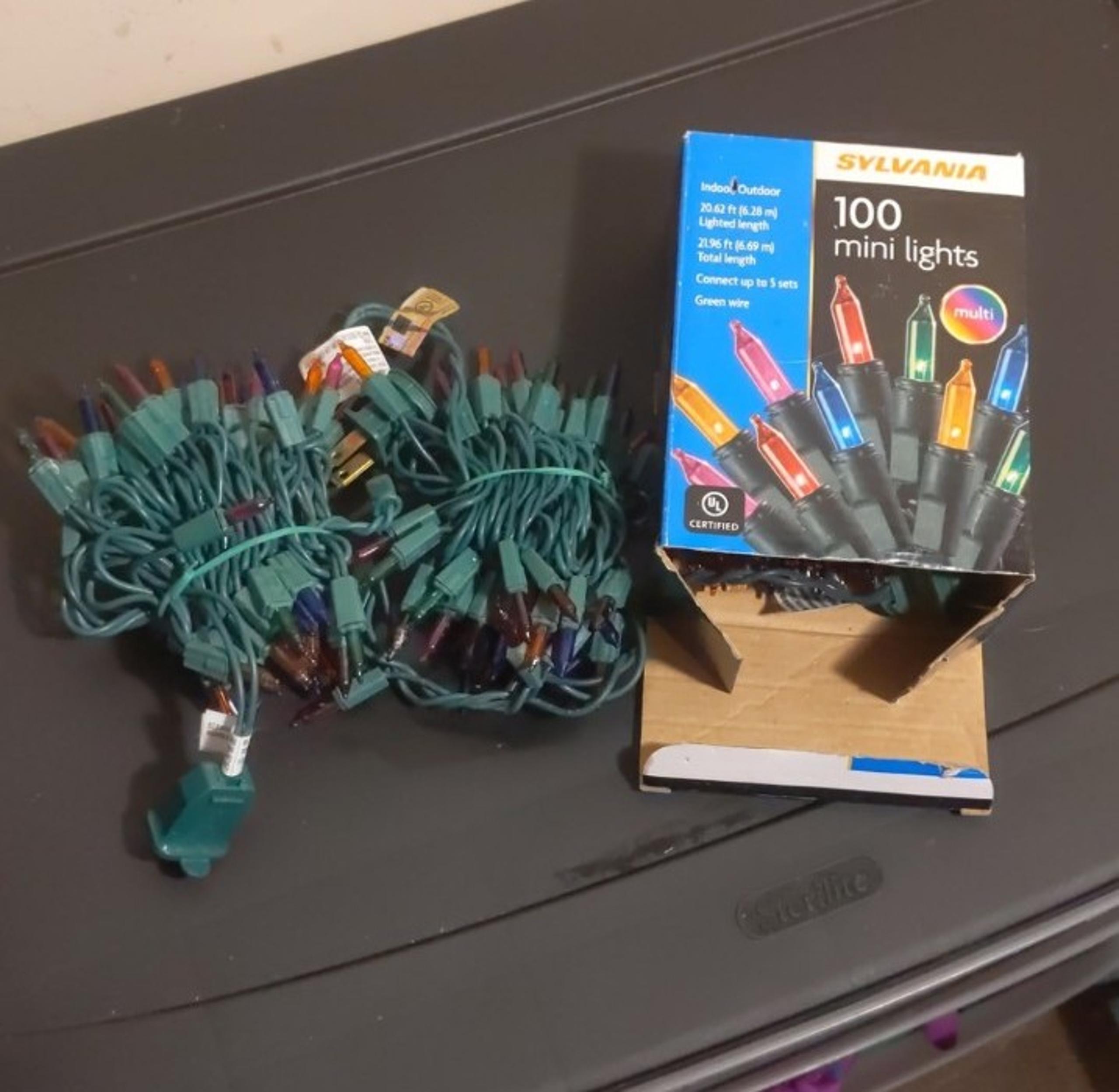 Set Bundle of 2 SYLVANIA Mini Christmas Tree 100 Mini Lights Each, Multicolor