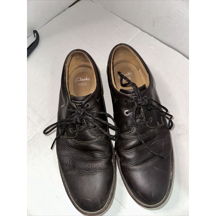 Men’s leather Clarks Dark Brown Lace Up Loafers shoes 11