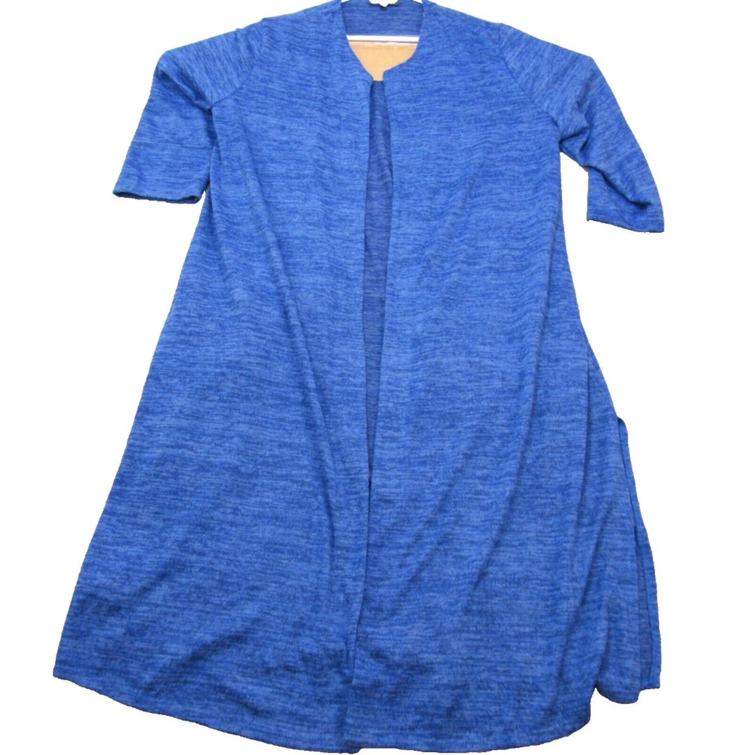 Slinky Brand Womens Jacket SZ L Open Front Draped Tunic Cardigan SZ 1X Blue