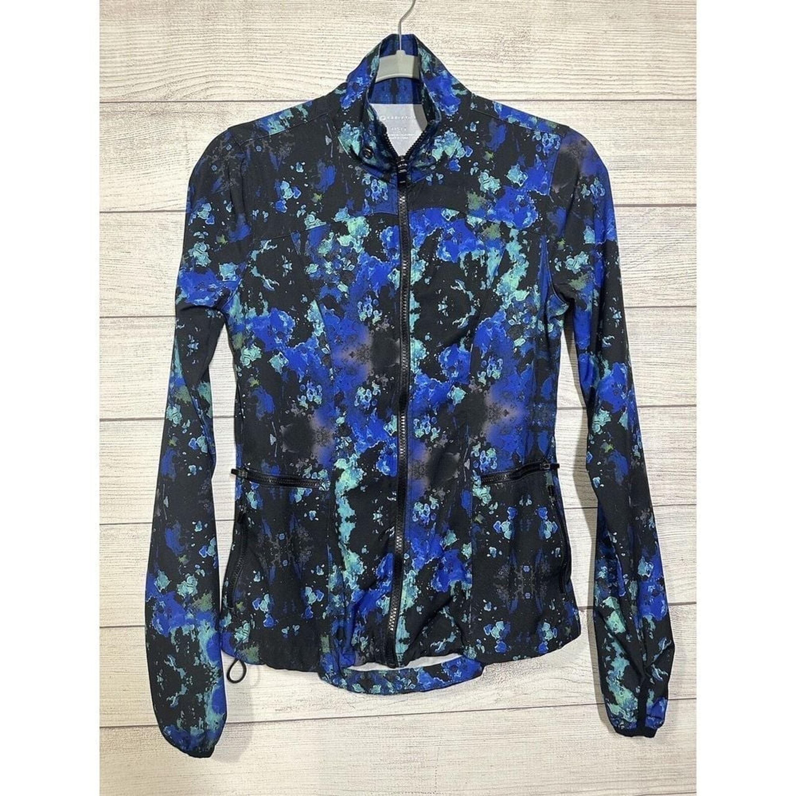 Fabletics Ninety Six Windbreaker Blue Lava Full Zip Jacket Size XXS Pockets