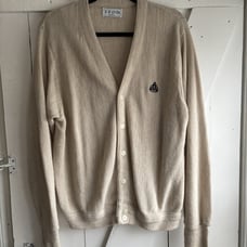 Vintage Izod 100% Acrylic Tan Cream Cardigan Men’s Size Medium Made in USA