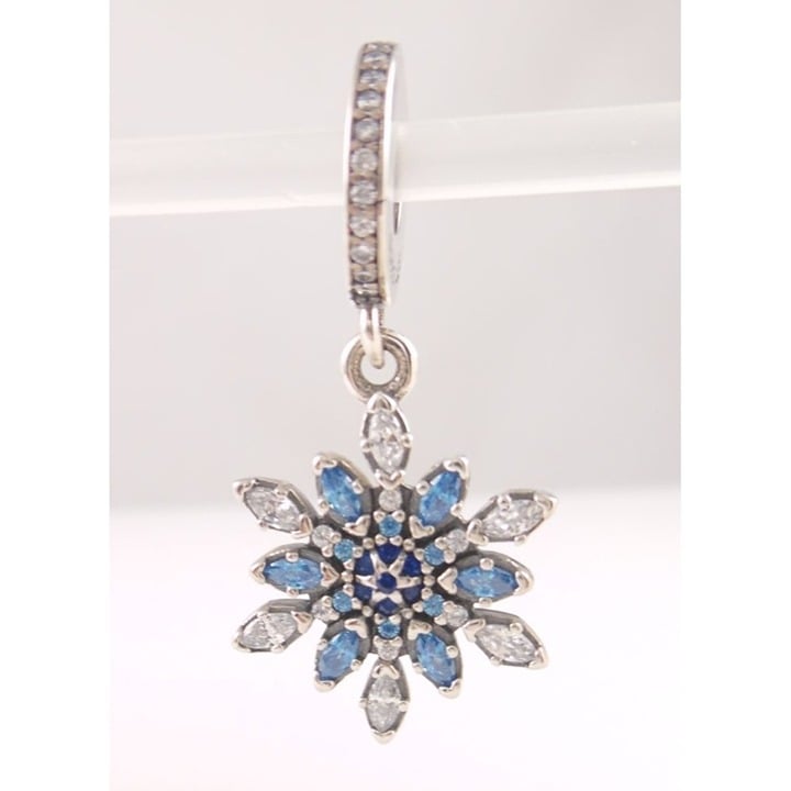 CRYSTALLIZED SNOWFLAKE Authentic Pandora BLUE WINTER Dangle Charm 791761NBLMX