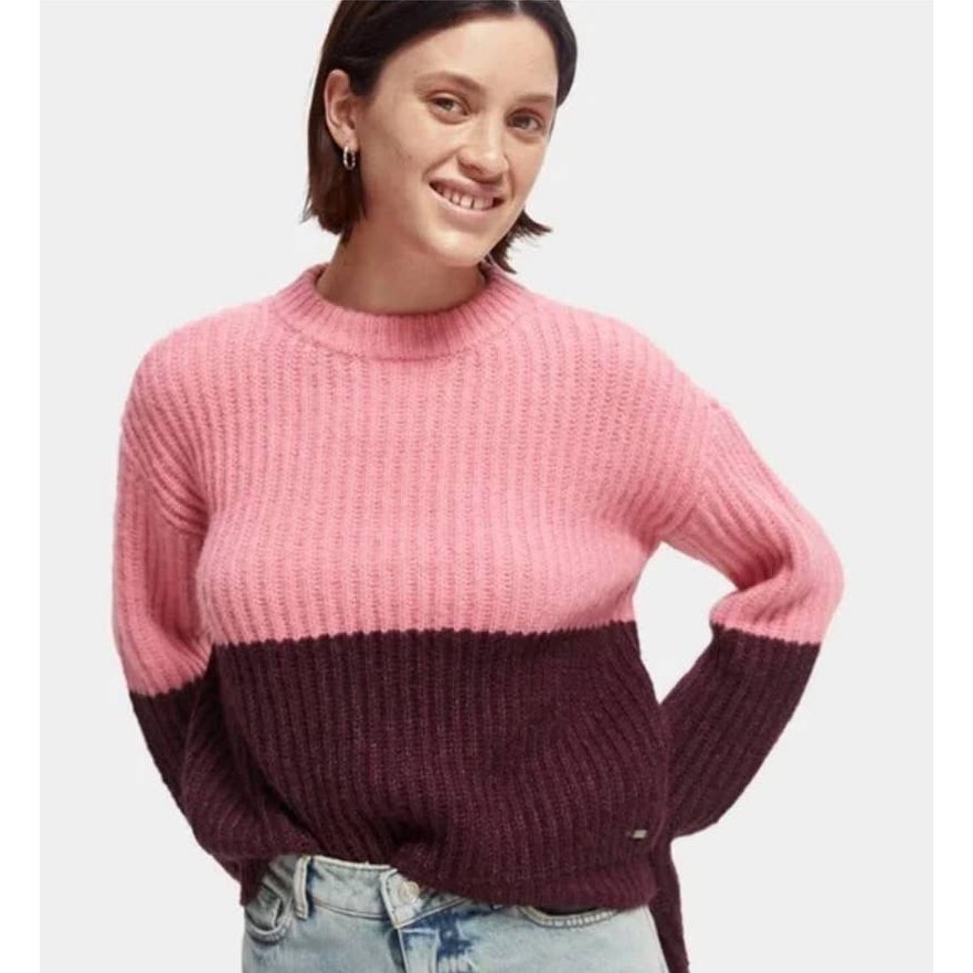 Scotch & Soda Chunky Knit Color Block Sweater - S