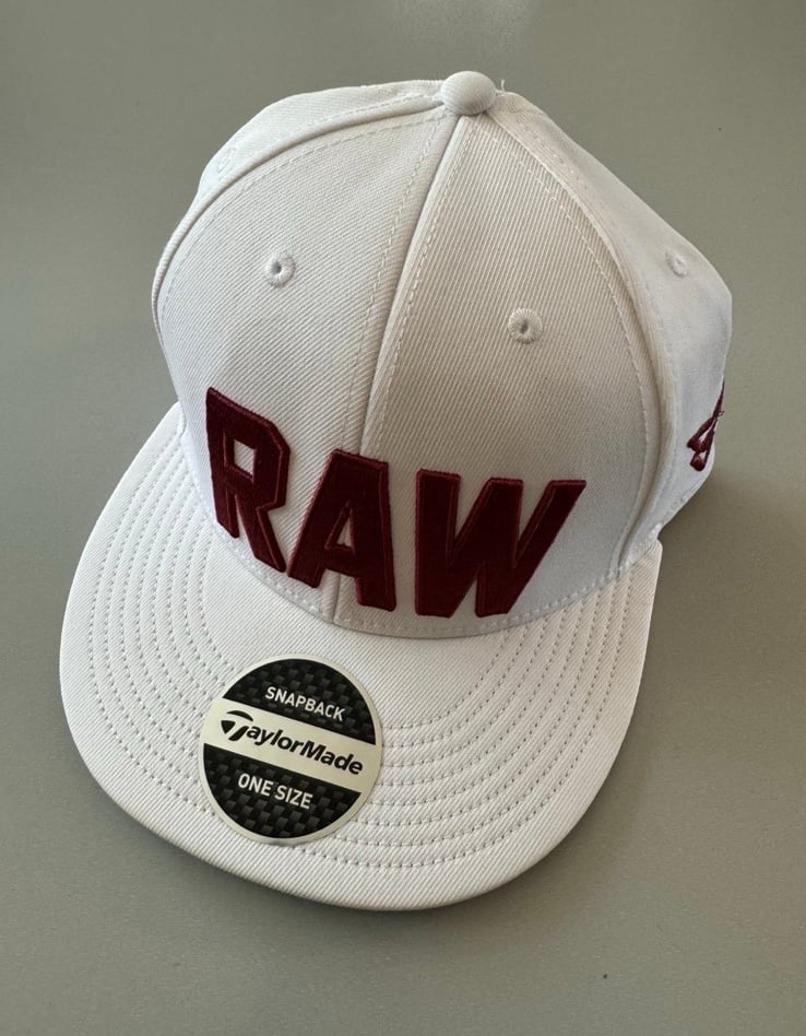 TaylorMade 2020 RAW Launch Hat White Tour Issue Cap NEW Flatbill Snapback Golf.