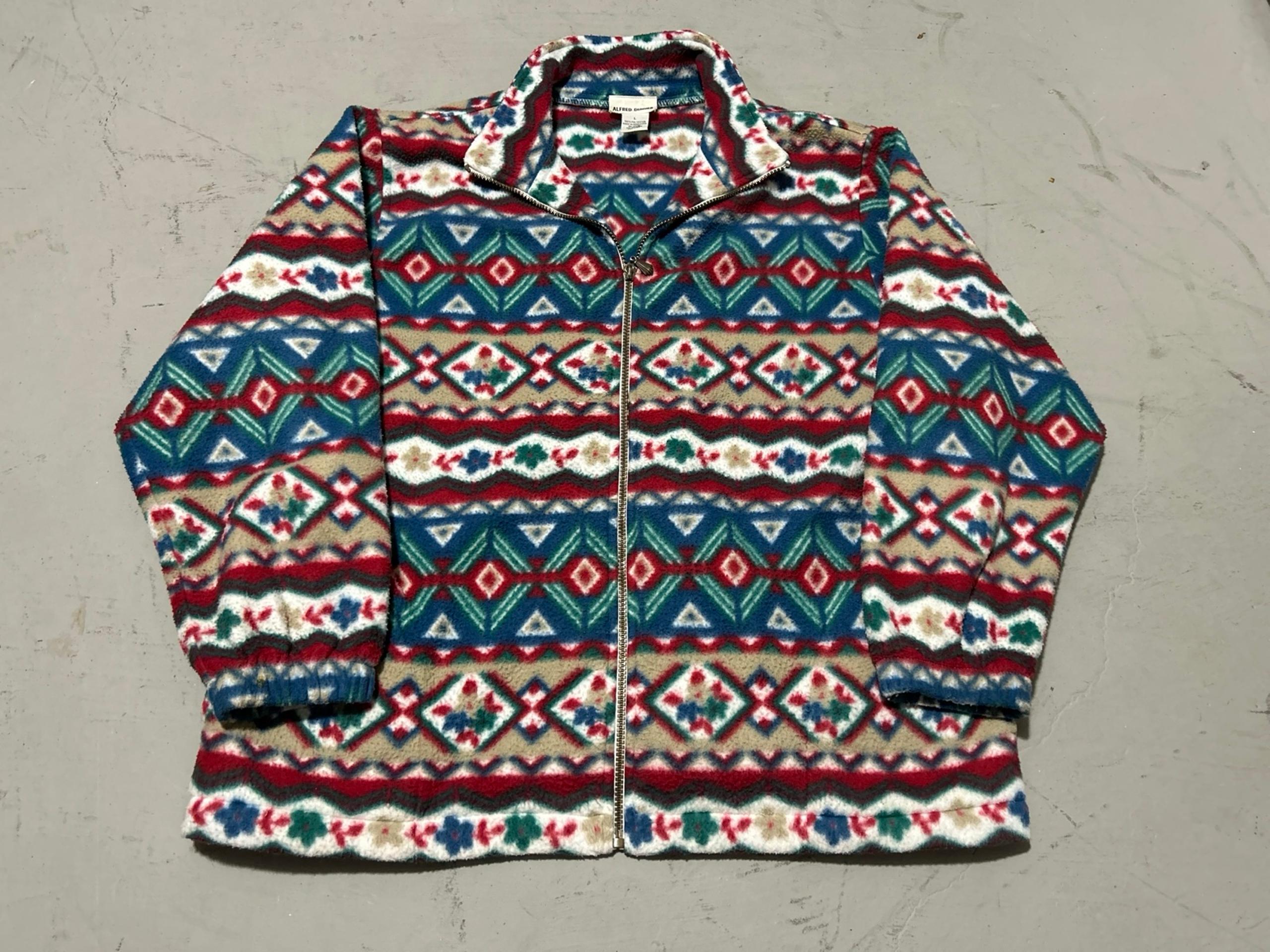 Alfred Dunner Multicoloured Fleece Jacket Abstract Aztec Large