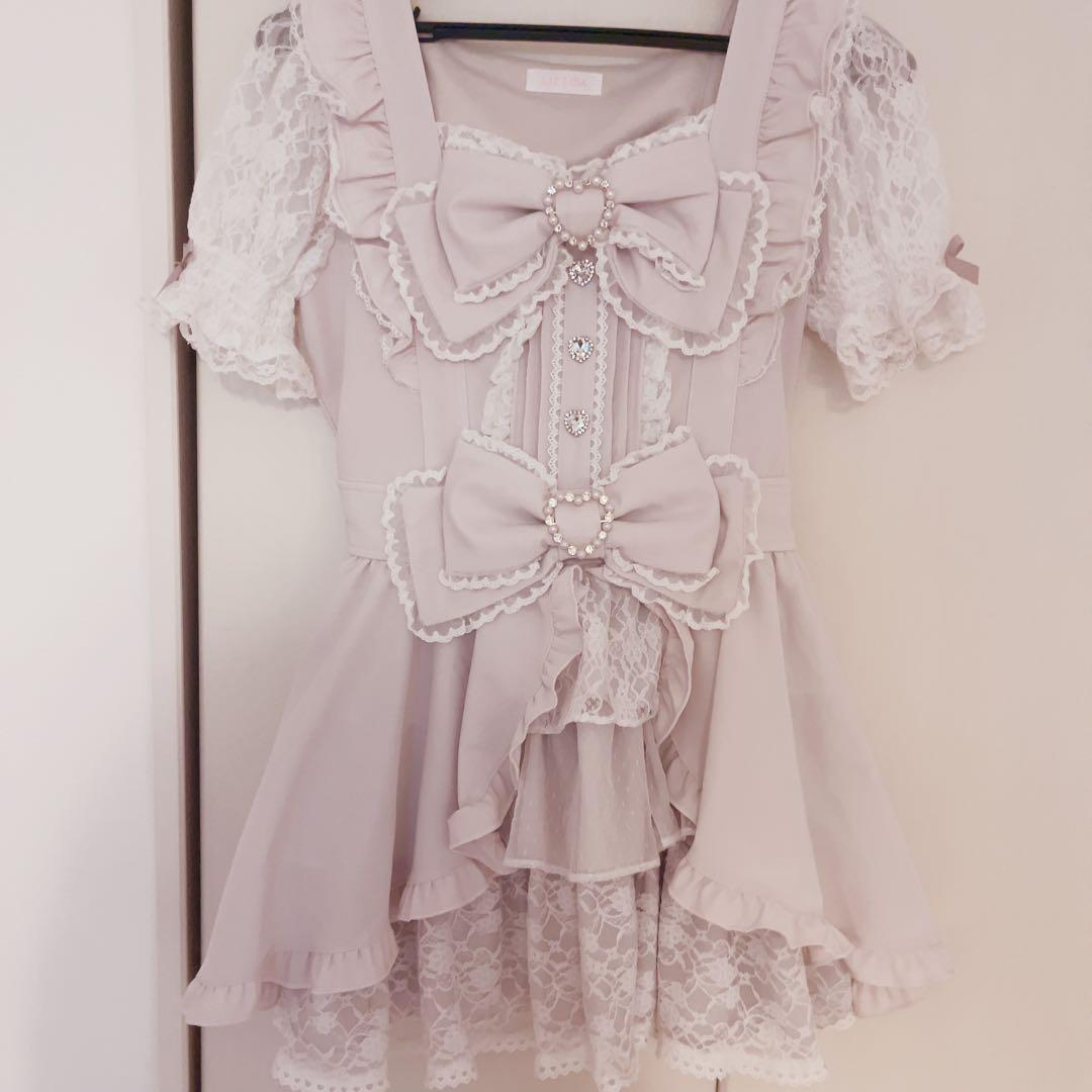 【Price reduction】LIZLISA Front Cascade Big Ribbon Set-up in Pink