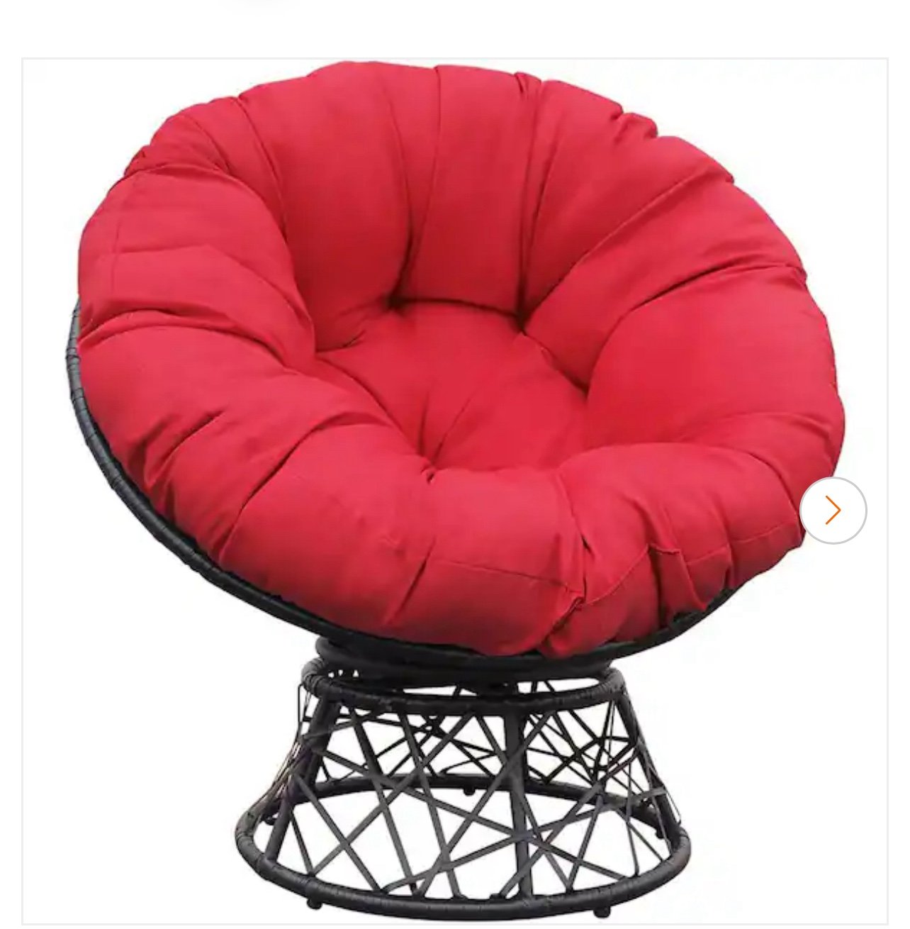 Metal Steel Frame 360° Swivel Outdoor Lounge Chair with Red Cushion PAPASANl