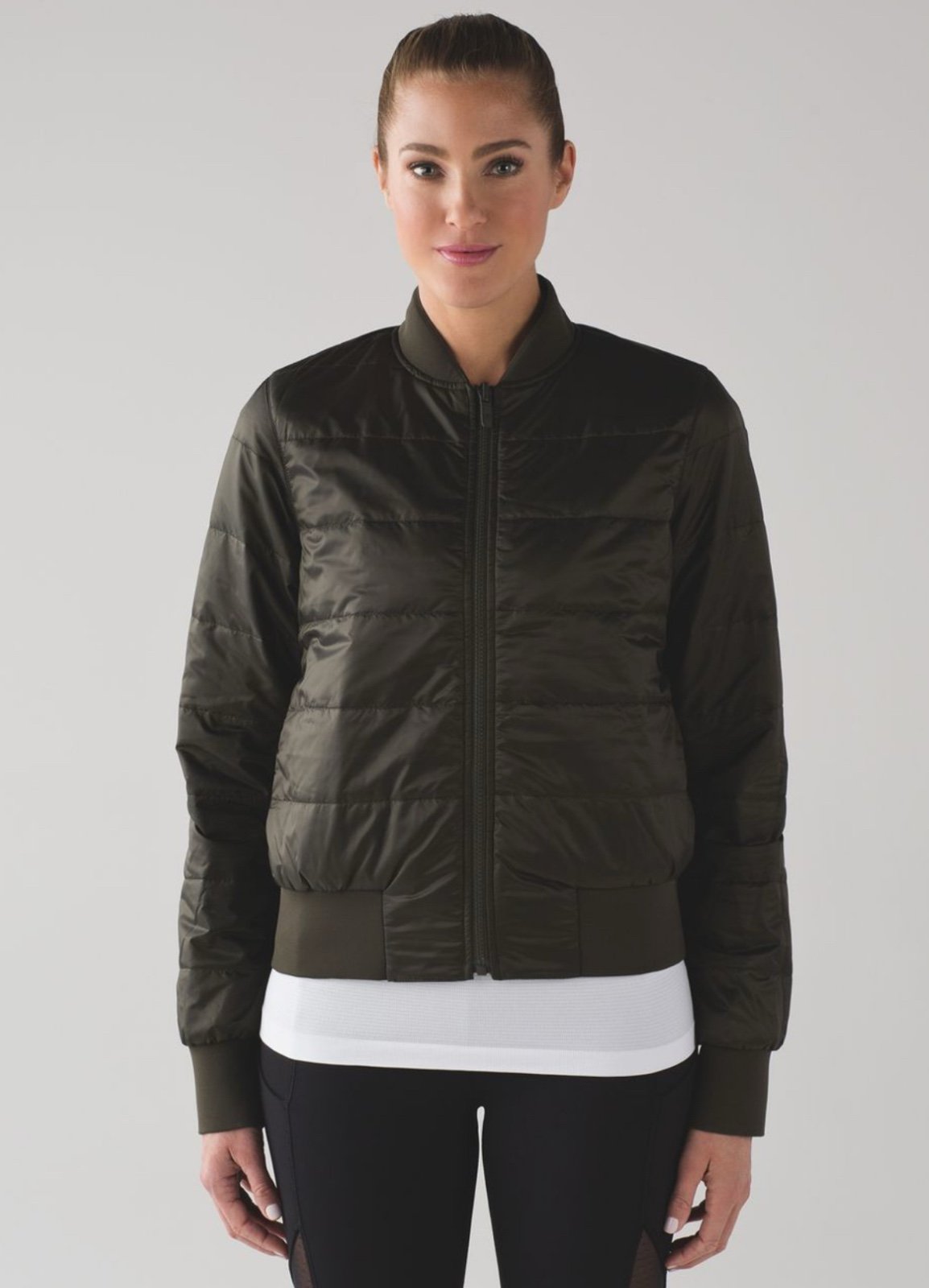 Lululemon Non-Stop Bomber (Reversible) in Dark Olive, Size 4