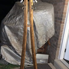 Antique coat rack with umbrella dish