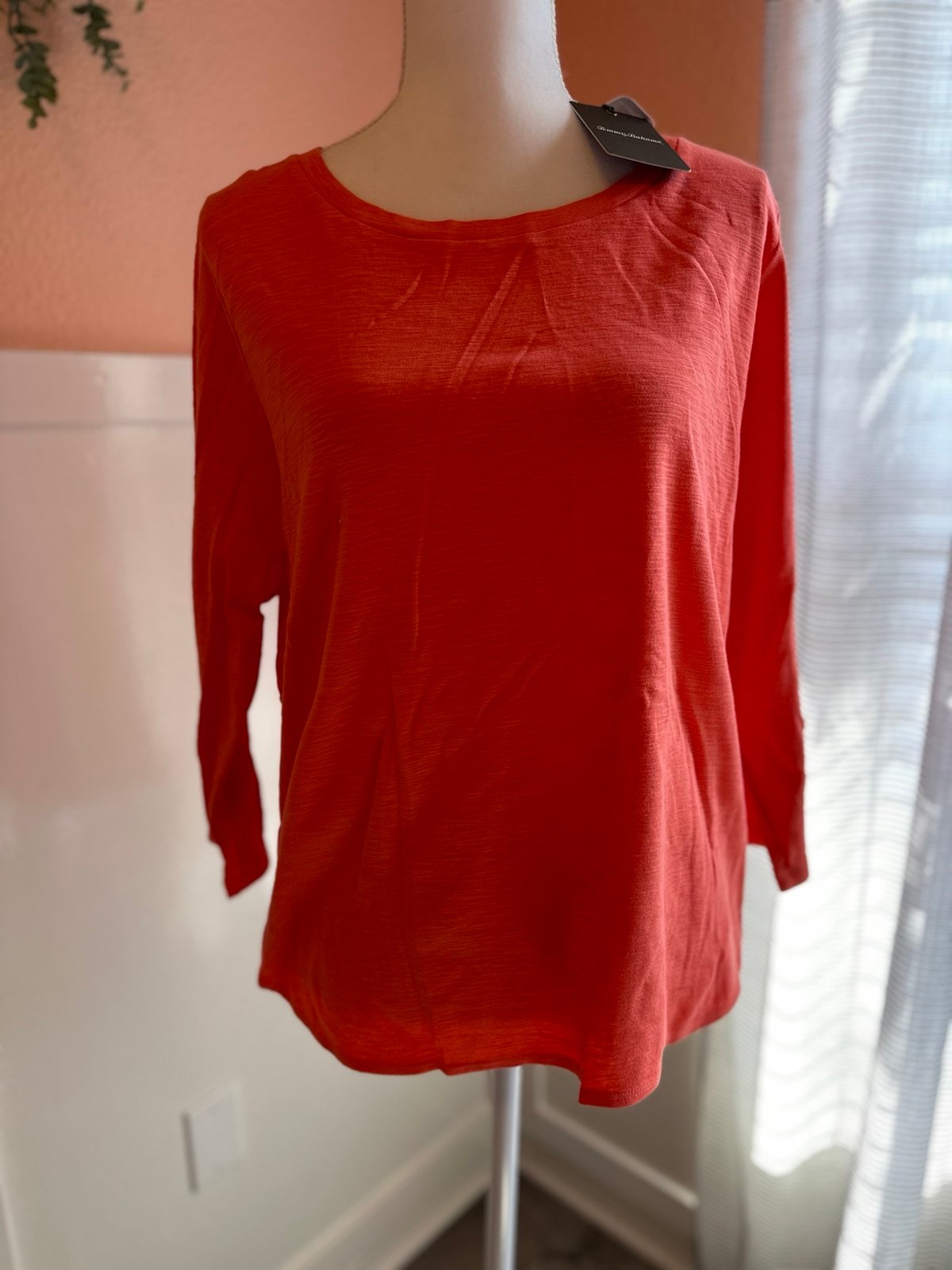 Tommy Bahama Ashby rib 3/4 sleeve tee burnt coral size XL