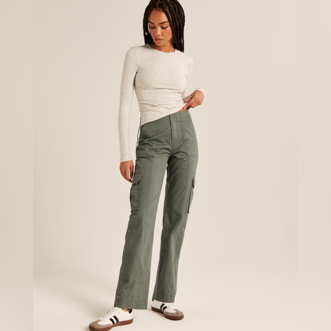 ABERCROMBIE green relaxed cargo pant