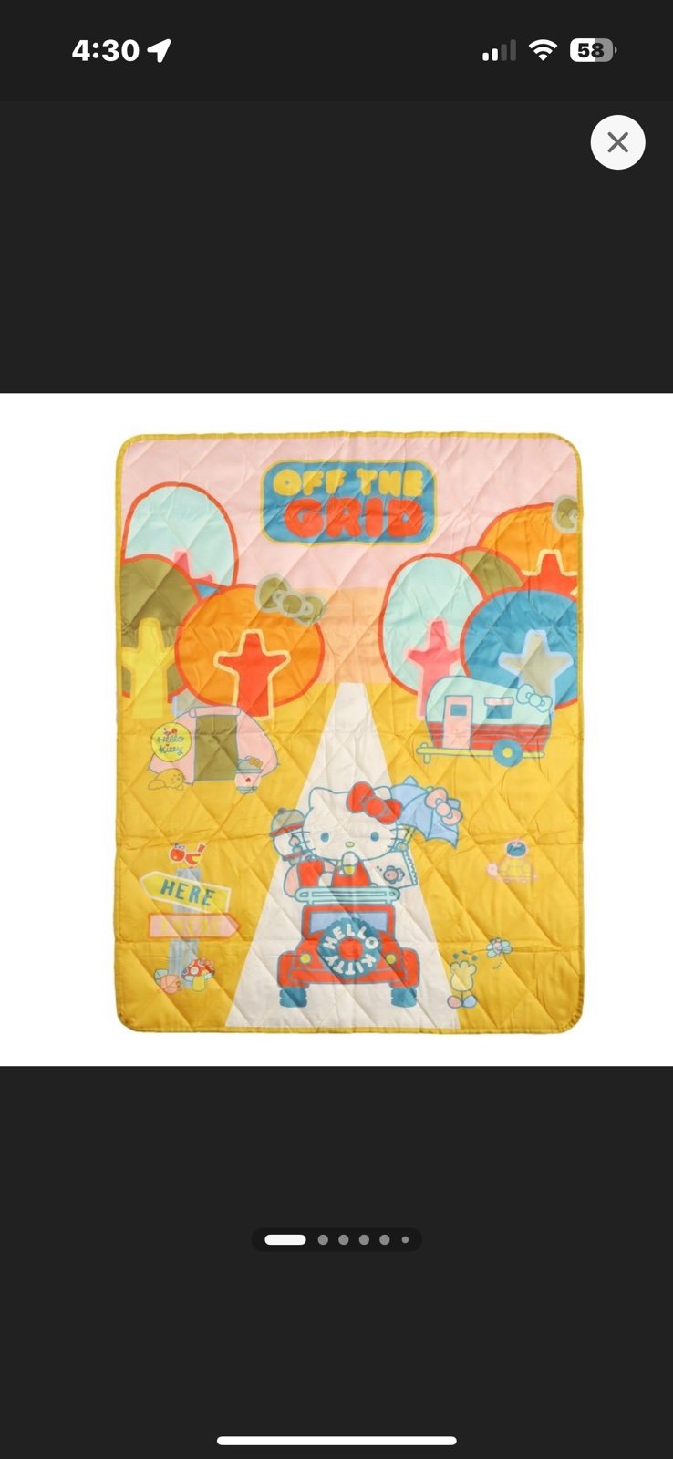 Hello Kitty Waterproof Quilted Camping Throw Blanket