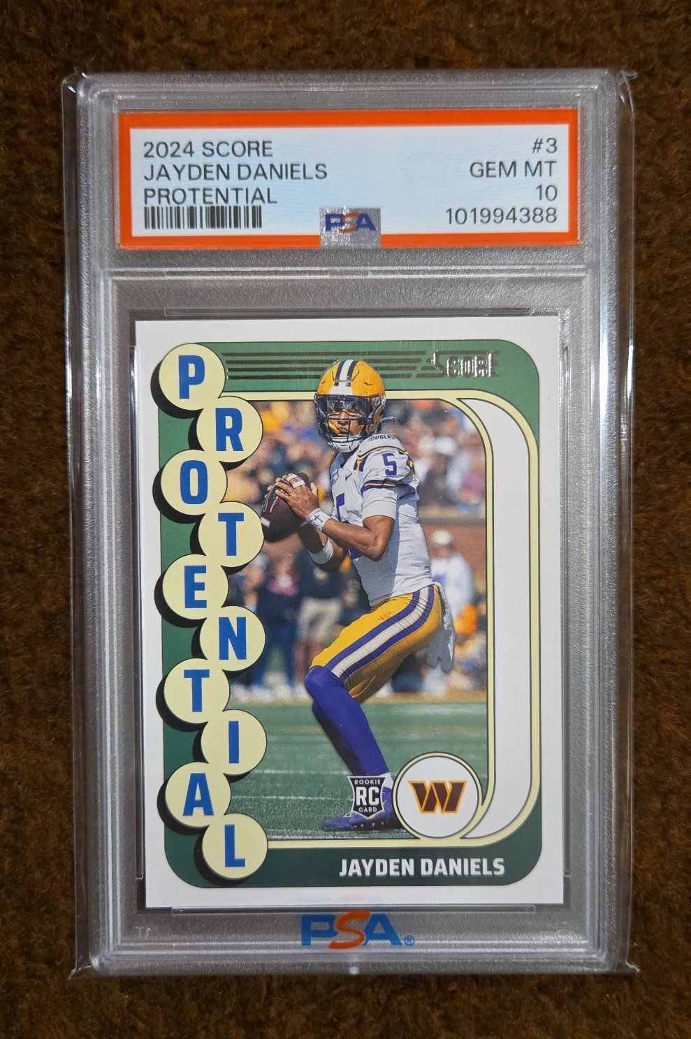 2024 Score Jayden Daniels Protential Rookie Card #3 Graded PSA GEM MT 10!
