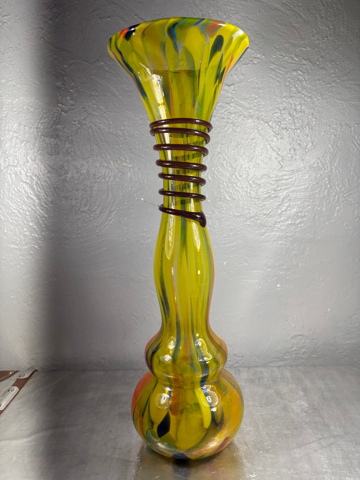 Artistic Glass Vase with Swirl Design