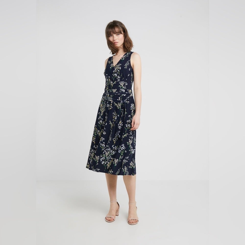 NWT LAUREN RALPH LAUREN DRESSES Carana Faux Wrap Midi Dress