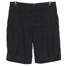 NYDJ Womens Shorts Linen Bermuda Lift Tuck Technology Black Plus Size 14 FY