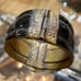 Antique Chunky Bangle Bracelet Brass and Wood in Black