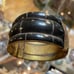 Antique Chunky Bangle Bracelet Brass and Wood in Black