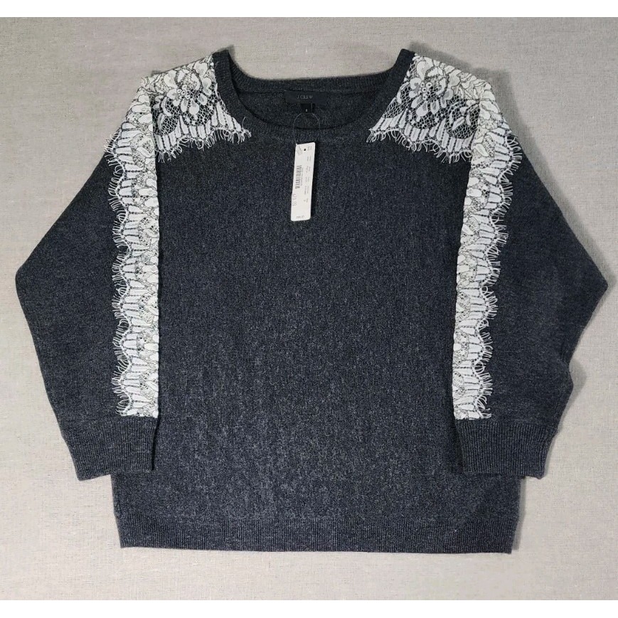 J Crew Laced Shoulder Sleeve Wool Blend Sweater Size Small NWT 98
