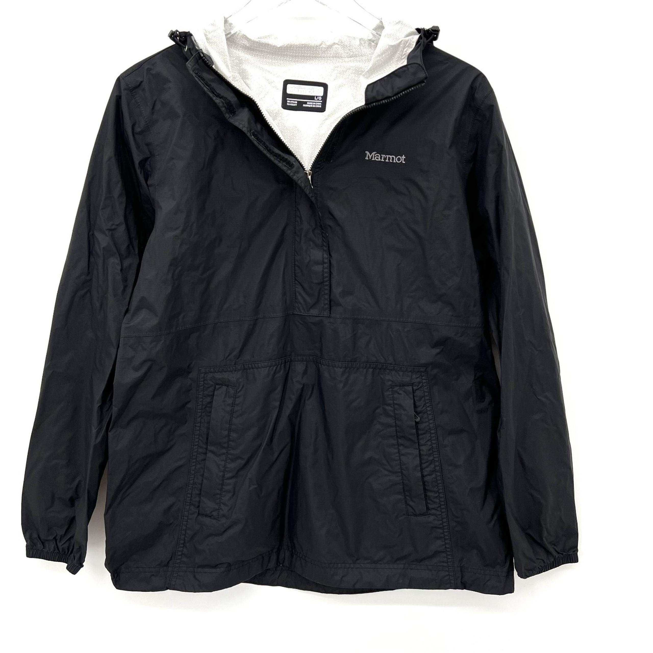 Marmot Precip Anorak Jacket Womens L Rain Coat Windbreaker Lightweight Black