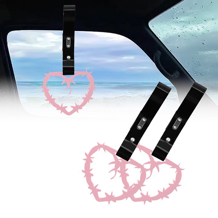 NEW 2PCS BARBED WIRE PINK JDM TSURIKAWA RING Black Handle Strap Drift Charm
