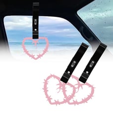 NEW 2PCS BARBED WIRE PINK JDM TSURIKAWA RING Black Handle Strap Drift Charm