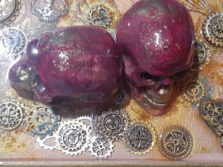 Steam Punk Clock Gear Love Skulls Box