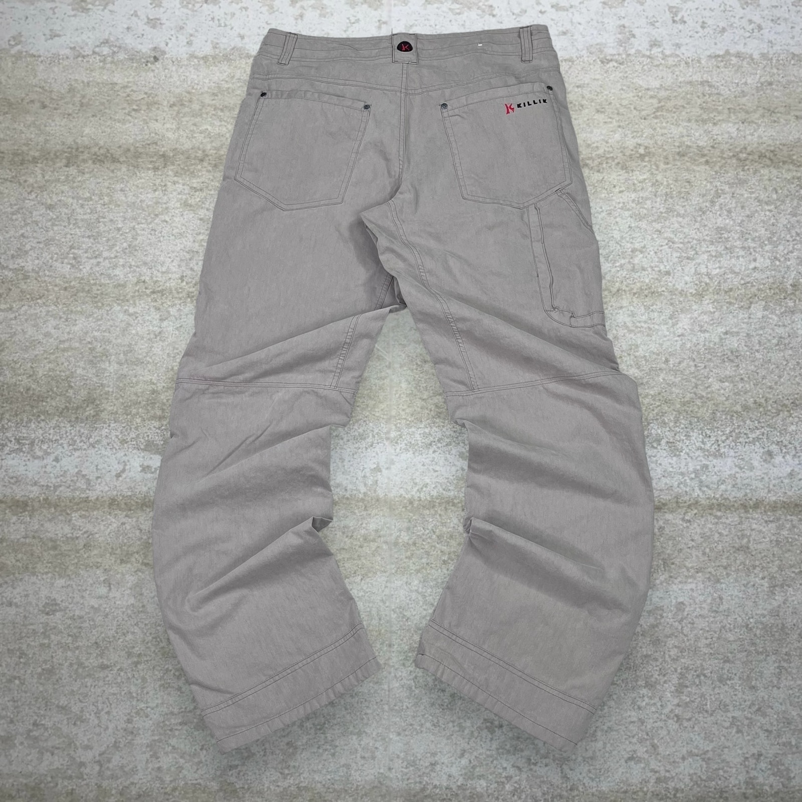 Vintage Killik Carpenter Pants Tan Polyester Baggy Wide Leg Fit Hiking 90s
