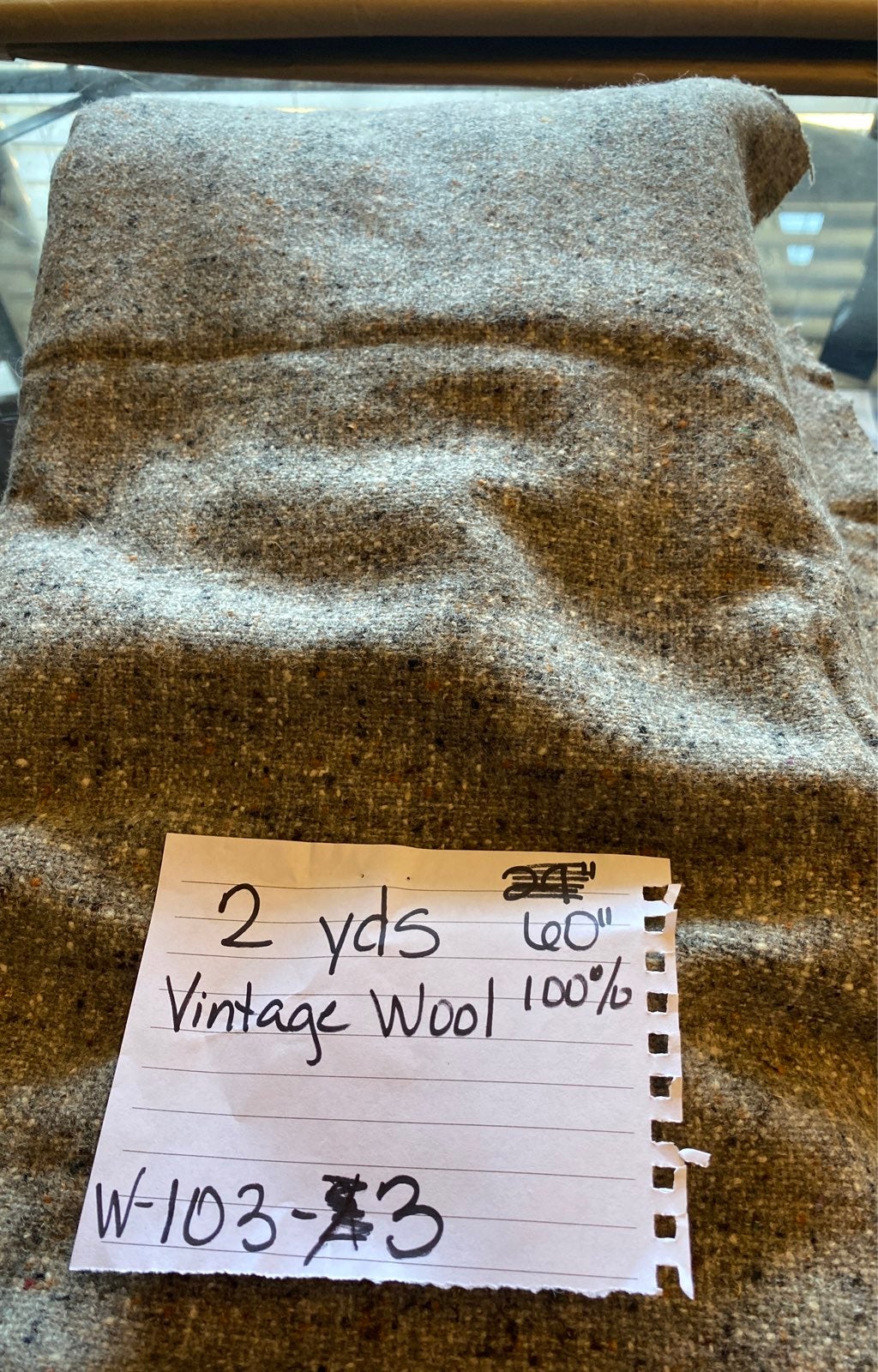 100% vintage gray wool fabric, 2 yds, W-103-3