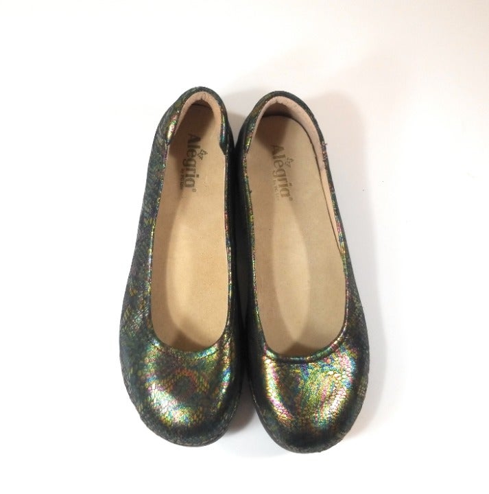 New Alegria PET-238 Women Loafers Petal Thrones Iridescent Metallic Flats Sz 12