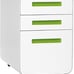 NEW 3-Drawer Mobile File Cabinet Pre-Assembled (White/Green)