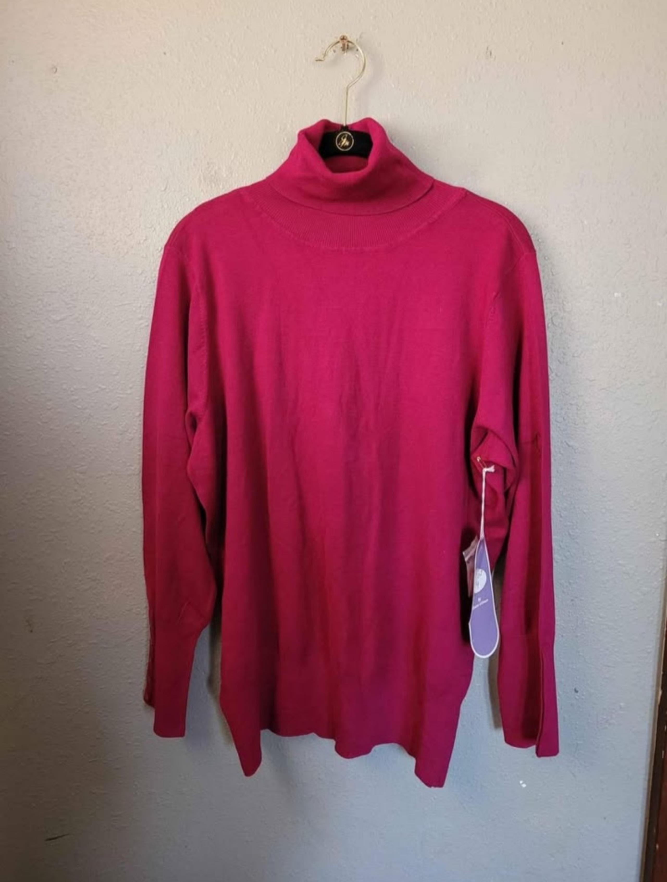 NWT DG2 Diane Gilman Red Turtleneck Sweater Women's Plus Size 1X