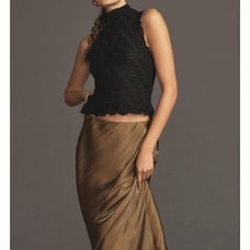 BY ANTHROPOLOGIE Liquid Shine Bias-Cut Skirt Women's Size SP DarkMoss SOLD OUT