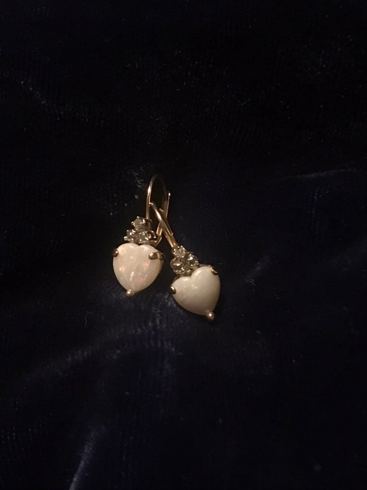 14k Gold Opal Diamond Earrings