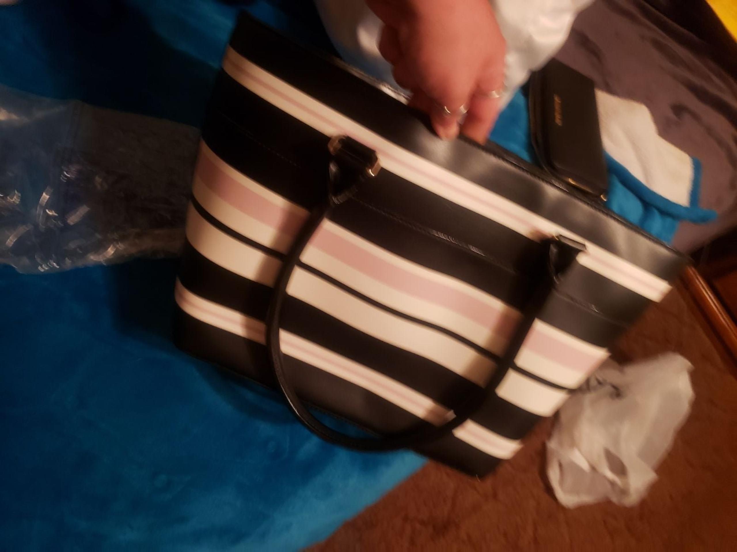 4 piece set Katespade striped purse,wallet, and charm