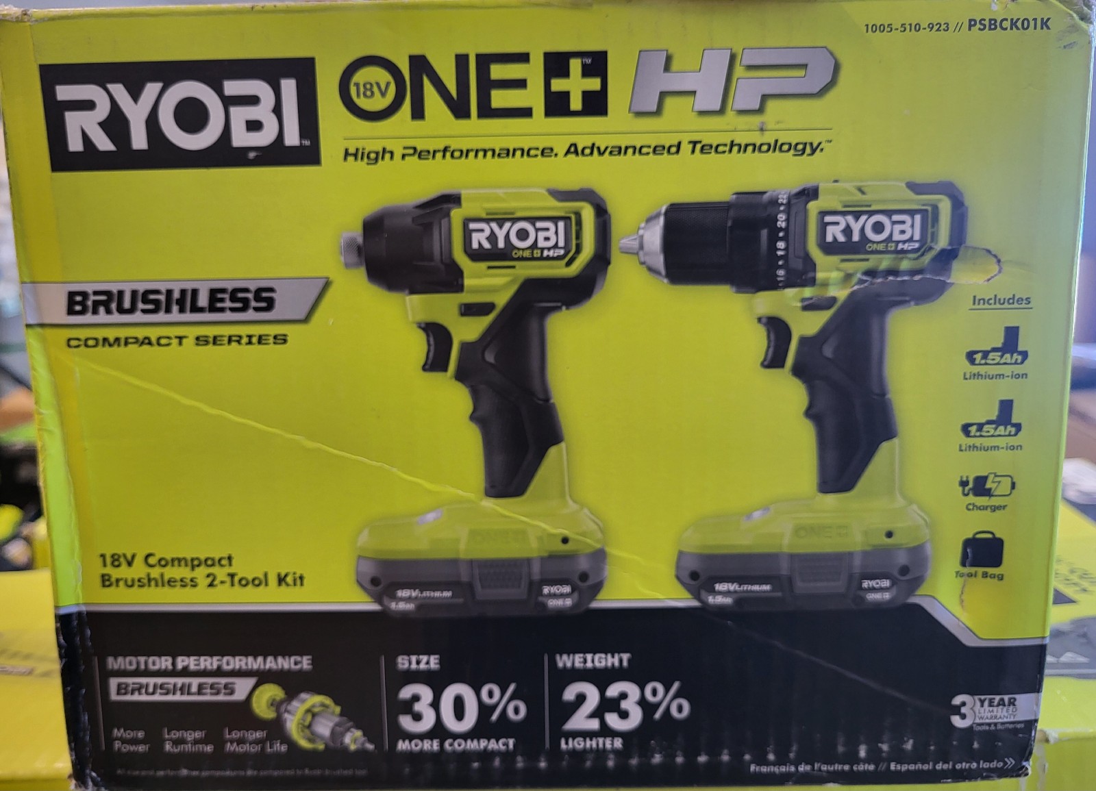 Ryobi ONE+ HP 18V Brushless Cordless 1/2 in. Drill/Driver and Impact Driver Kit