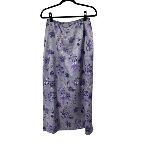 Vintage Y2K Lavender Floral Straight Midi Skirt