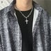 Personalised double layer diamond cross necklace pendant necklace titanium steel