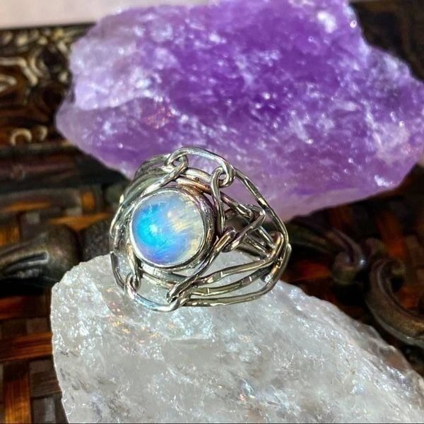 Sterling silver Moonstone Art Deco Ring