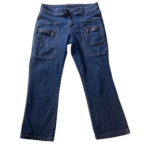 Calvin Klein Cropped Ankle Zipper Pocket Carpenter Cargo Capri Jeans Size 7