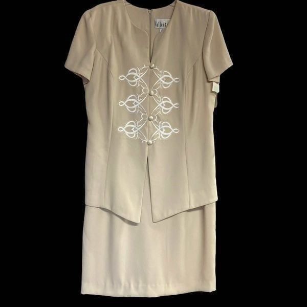 JS COLLECTIONS Women’s Vintage Retro 90’s Style Dress Size 14 Beige
