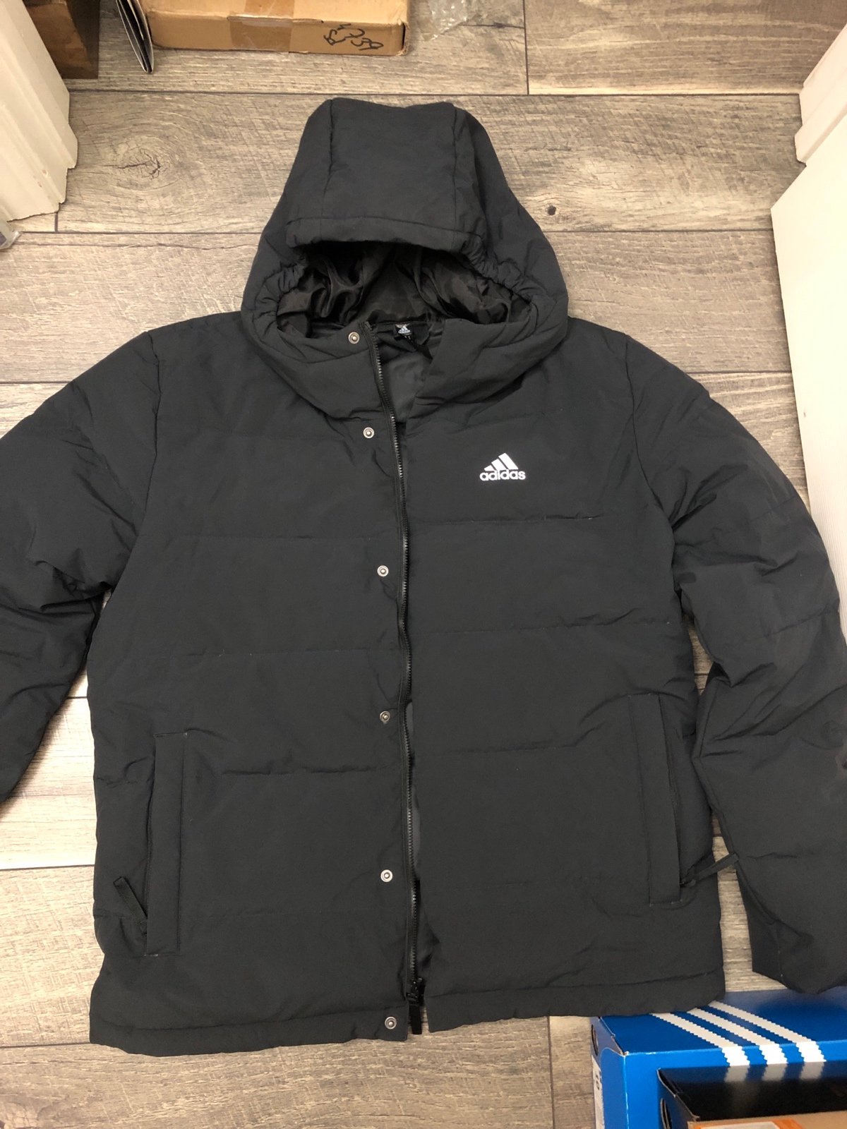 ★送料・関税込★adidas★PADDED HOODED PUFFER JACKET★ Adidas Originals Puffer Down Jacket with Hood Size S like new