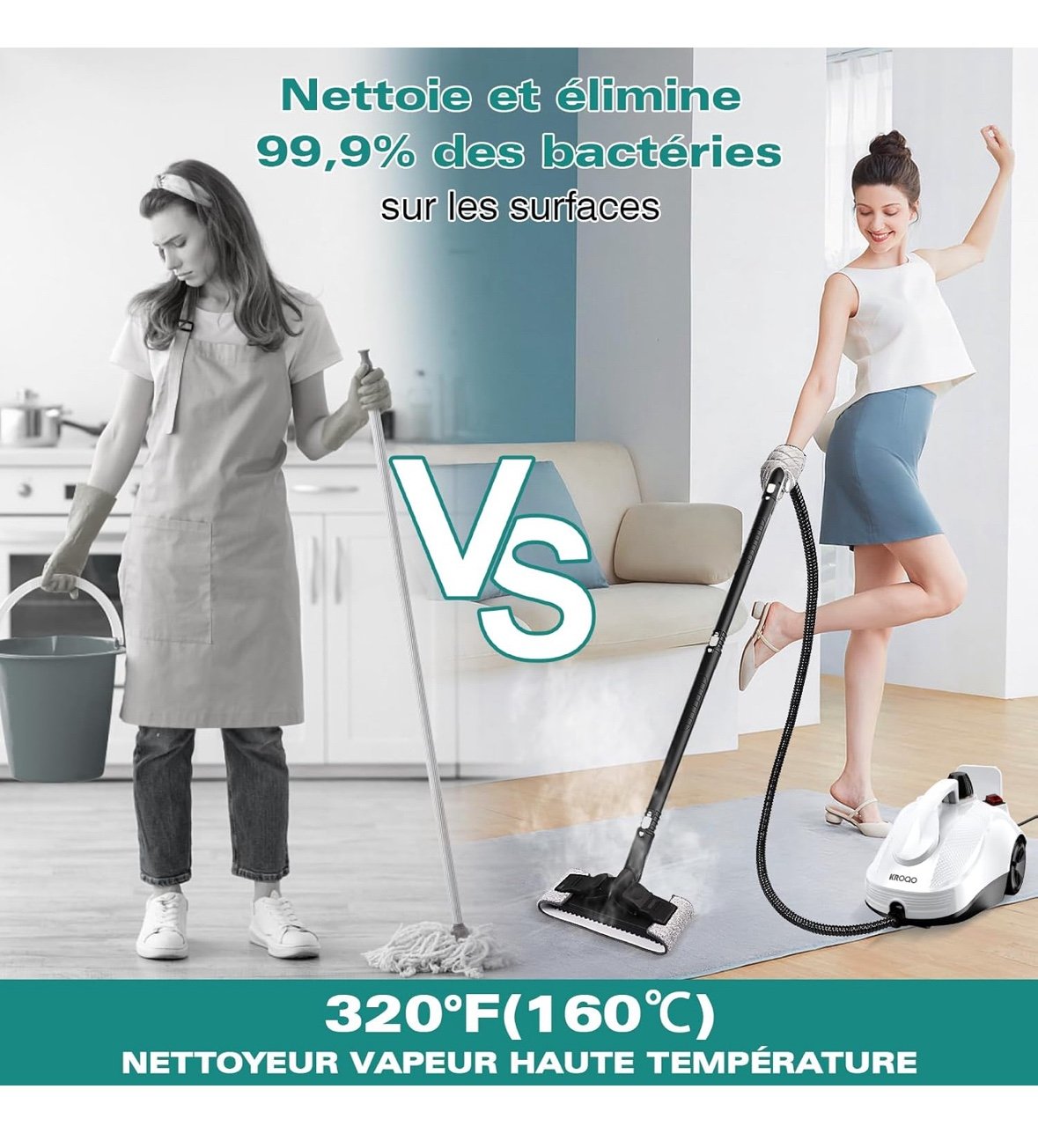 KROQO Steam Cleaner, Steam Mop With 23 Accessories, Powerful