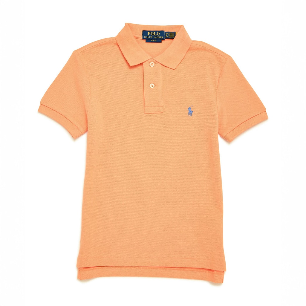 NWT Polo Ralph Lauren Little Boys Mesh Polo Shirt Orange, Pony Blue 49 - Size 7