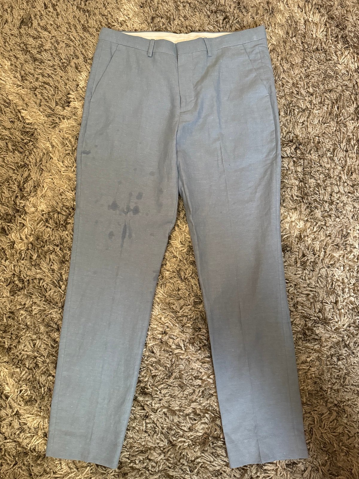 Express Extra Slim Light Blue Slub Suit Pant