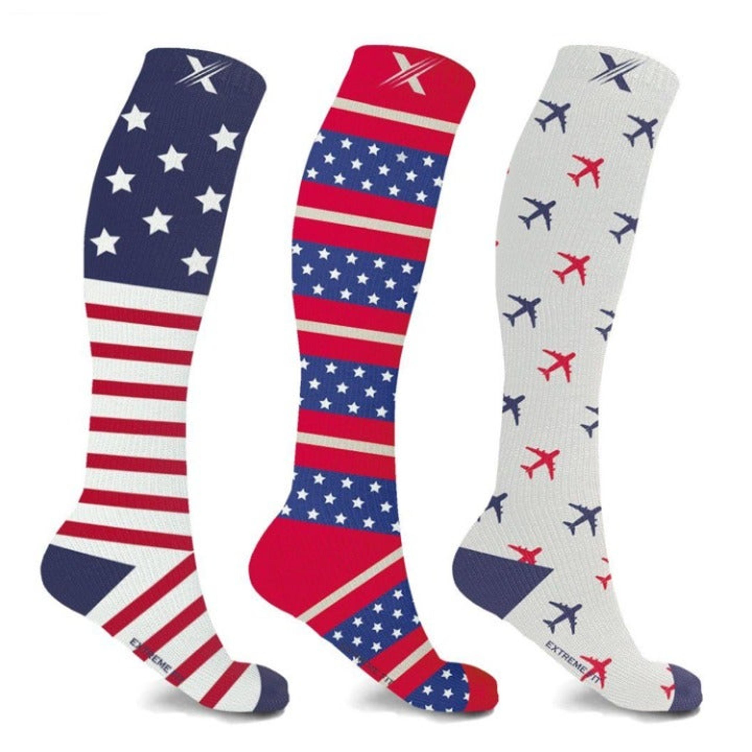 LARGE/X-LARGE 3-Pairs : Patriotic Compression Socks